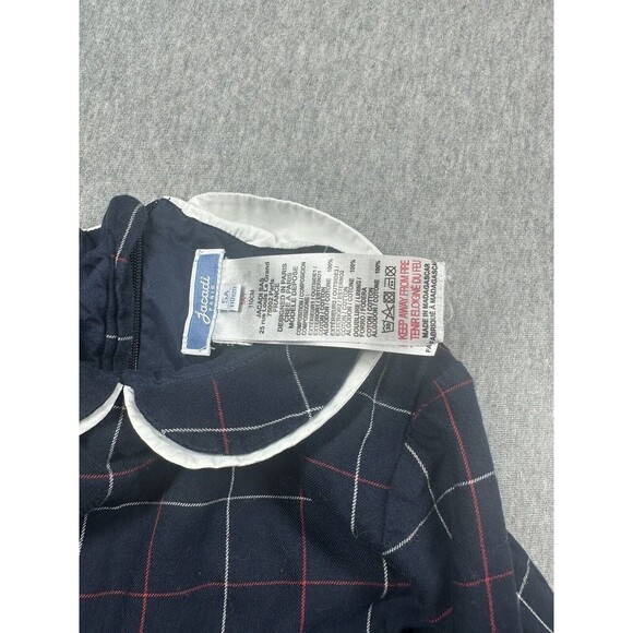 Jacadi Dress Infant Girls Size 5A Blue Plaid Long Sleeve - Picture 6 of 7